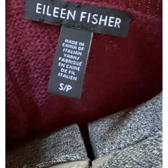Eileen Fisher Italian Yarn Colorblock Sweater Women’s Small burgundy Charcoal - Picture 4 of 10